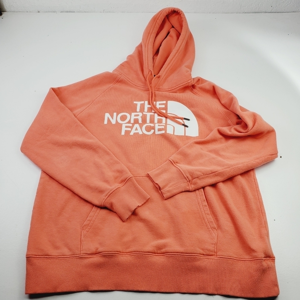 The North Face Hooded Sweatshirt Graphic Logo Women Peach Medium Outdoors Casual